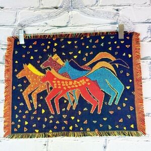3 Laurel Burch Placemat Elk Canyon Mares Vintage Woven Cotton South Western boho